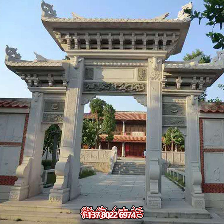 精美大理石石雕景區(qū)園林，大型門樓牌坊雕塑