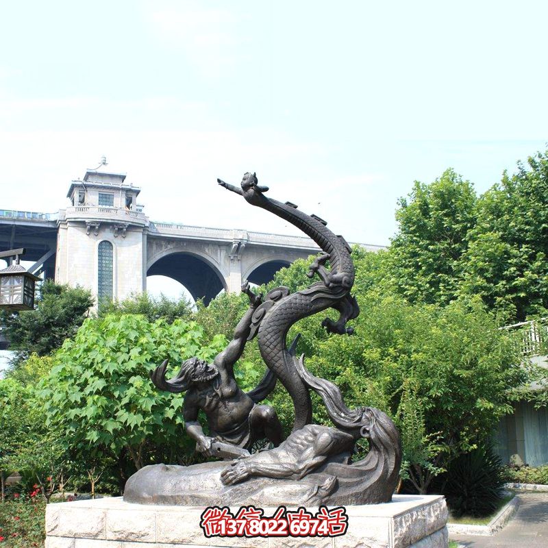 仿銅雕塑大禹治水，裝飾公園廣場