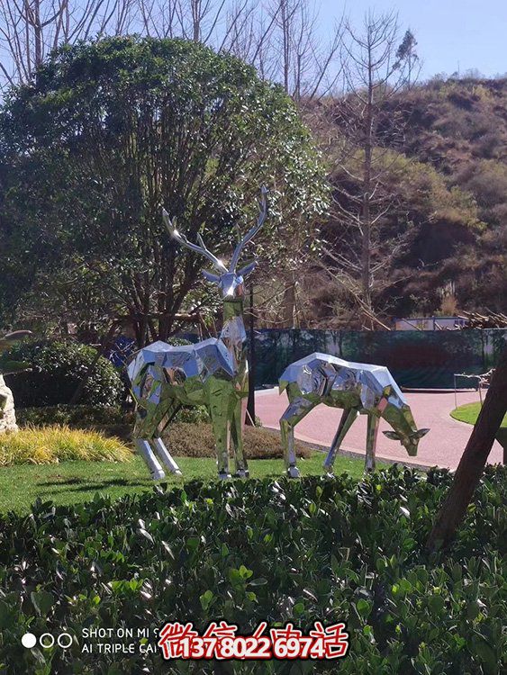 不銹鋼幾何雕塑——梅花鹿，點綴戶外公園