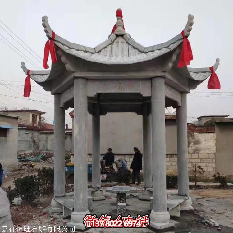 仿古石雕亭子，增添學(xué)校公園獨(dú)特韻味