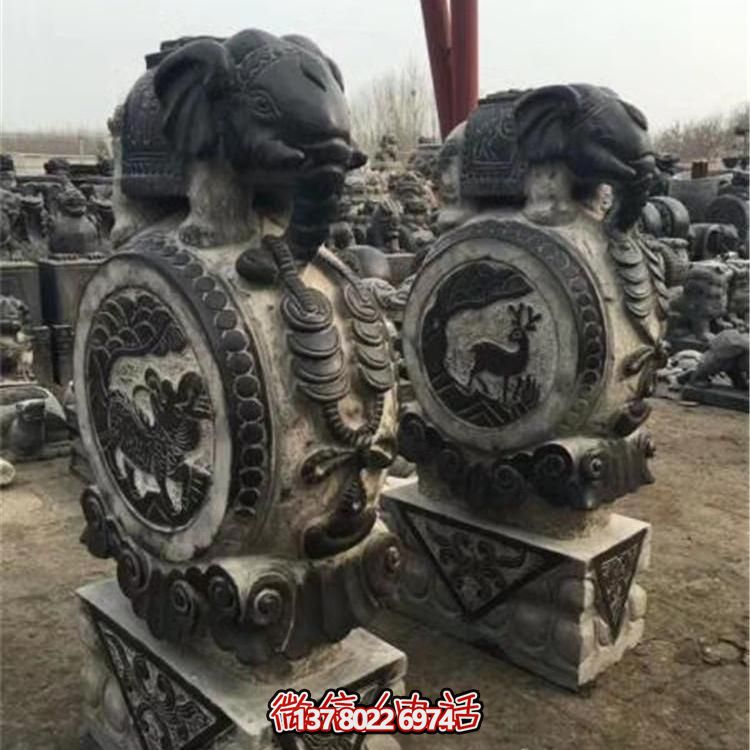 仿古青石大象雕塑，鎮宅安邸