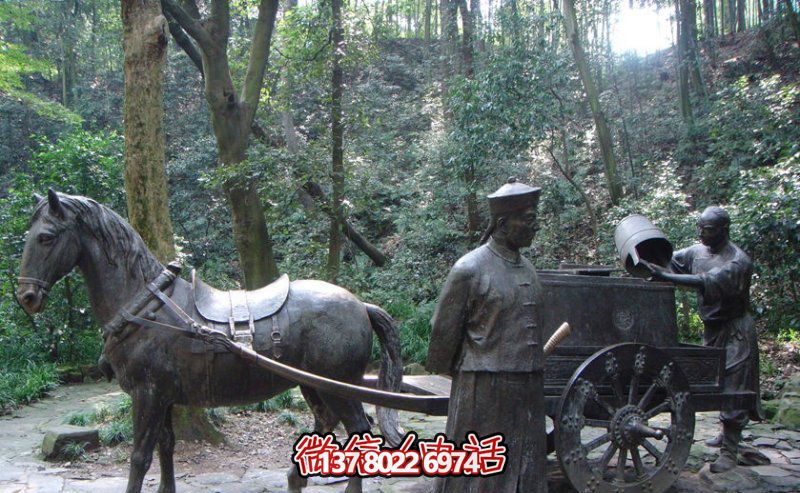 仿古青銅馬車雕塑，為景區商業街增添古典風情