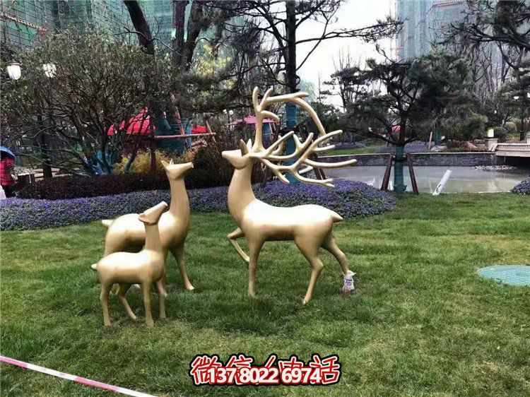 玻璃鋼動(dòng)物雕塑鹿戶外公園綠地?cái)[件